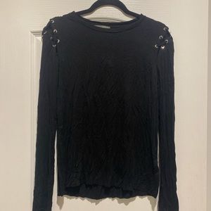 Black thin long sleeve w/ lace up shoulder detail